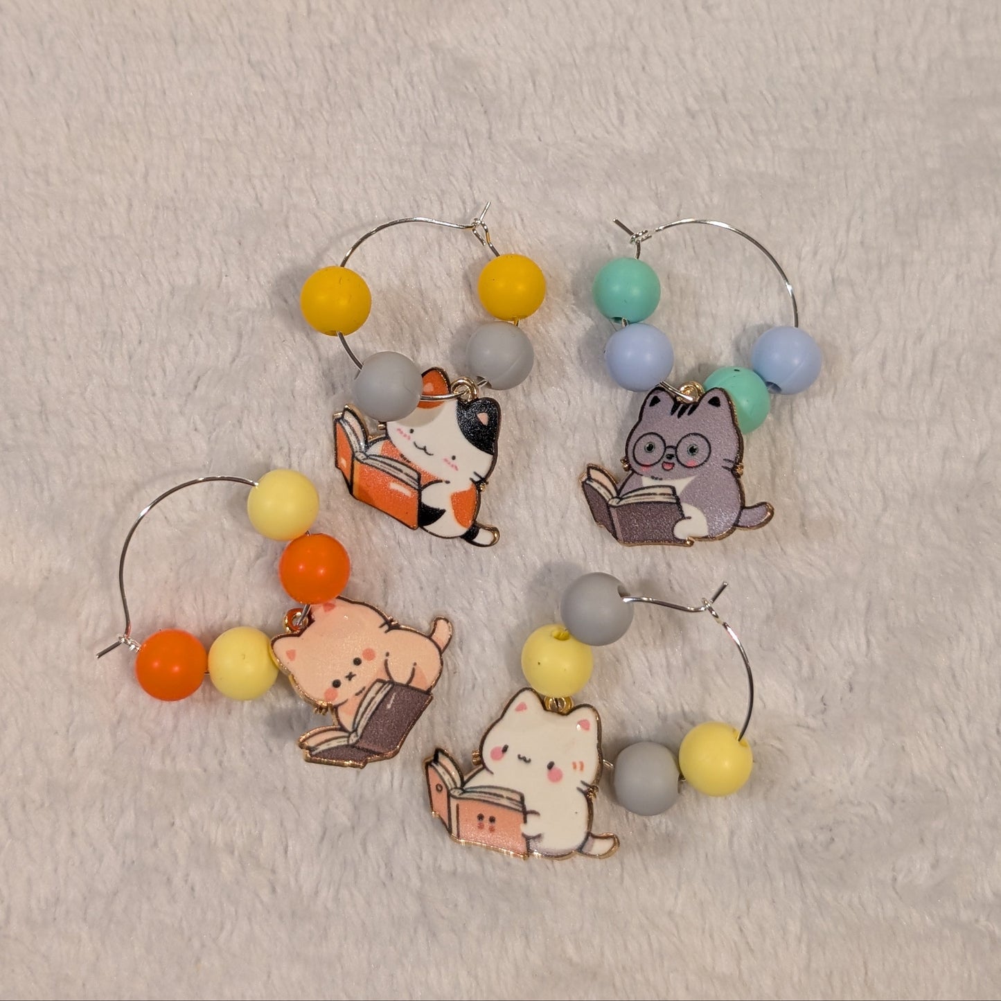 Bookish Cat Wine Glass Charms